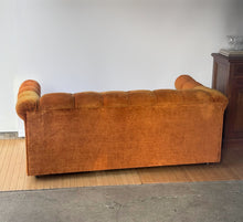 Load image into Gallery viewer, 1970’s Plush Velvet Loveseat Sofa in Red Orange Upholstery