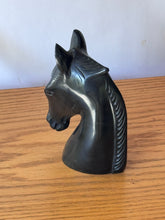 Load image into Gallery viewer, Vintage Black Soapstone Carved Horse Head Sculpture