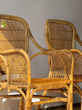 Load image into Gallery viewer, Vintage Wicker &amp; Rattan Pair of Accent Patio Chairs