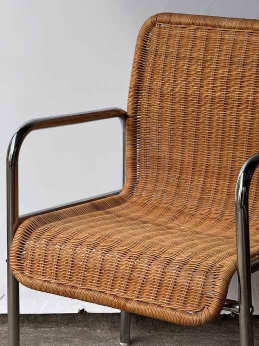 1970's Wicker + Chrome Tubular Chair