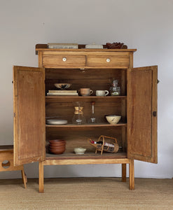 Tall Antique Wooden Pie Safe Cabinet