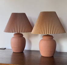 Load image into Gallery viewer, Vintage 1970's Studio Pottery Terracotta Table Lamp Pair