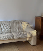 Load image into Gallery viewer, Vintage Post Modern Beige Leather Loveseat