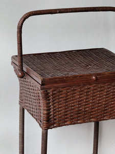 Folk Antique Wicker & Rattan Basket Table