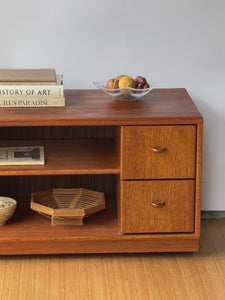 1980’s Oak & Teak Media Stand on Wheels