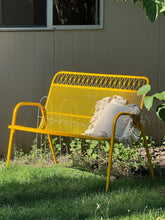 Load image into Gallery viewer, MCM Mustard Yellow Metal Outdoor Bench