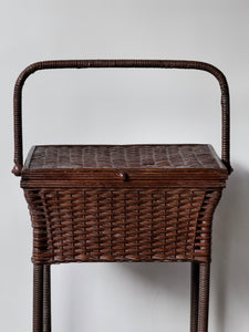 Folk Antique Wicker & Rattan Basket Table