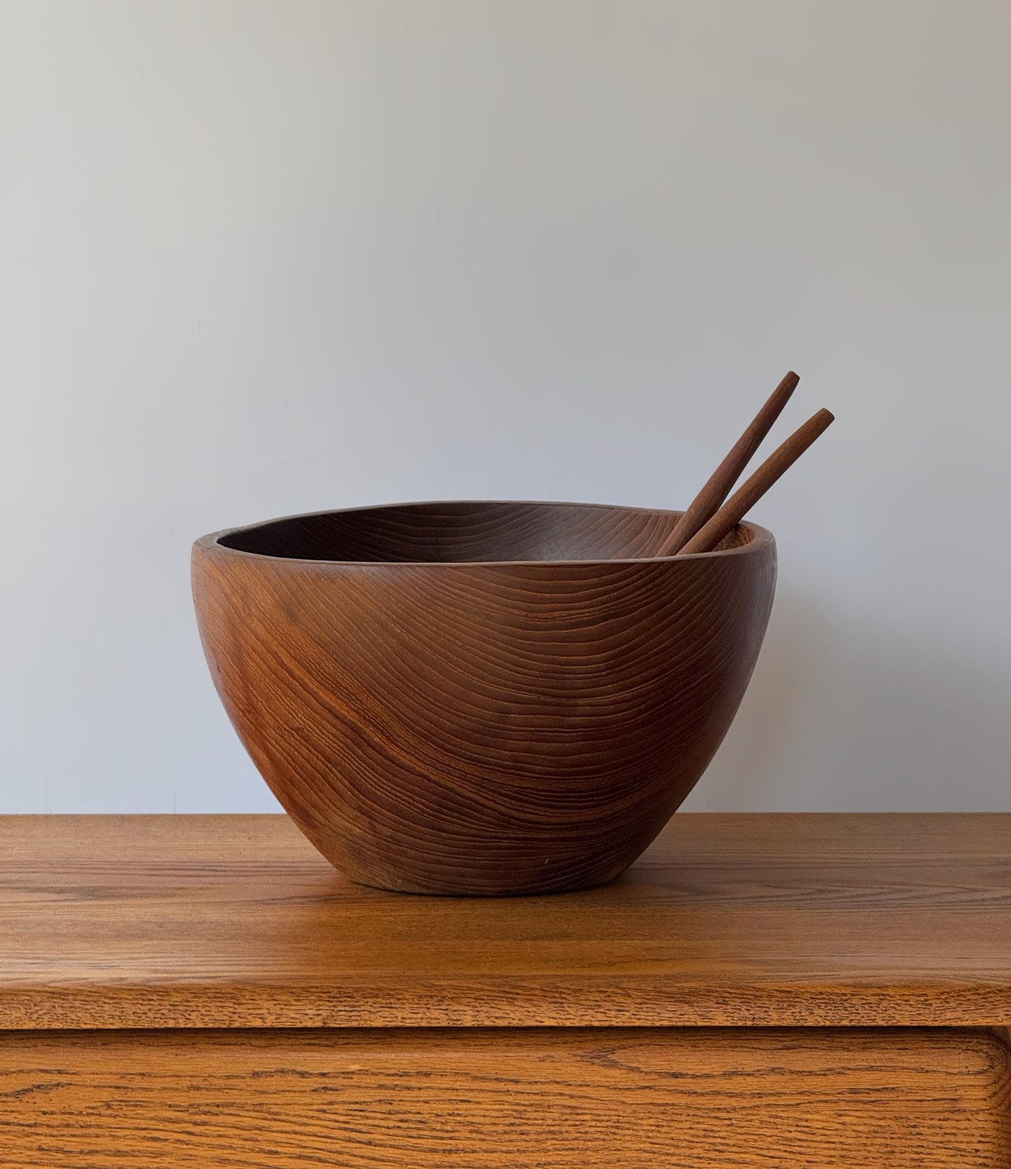 Vintage Genuine Teak Bowl w/ Servers