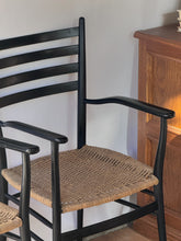 Load image into Gallery viewer, Pair of Black Italian Ladder Back Chairs