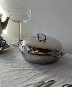 Vintage Silver Casserole Dish with Handles