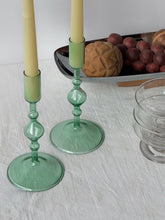 Load image into Gallery viewer, Glass Poketo Green Candlestick Holders