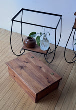 Load image into Gallery viewer, Vintage Pair of Handcrafted Wood + Iron Nightstands/End Tables