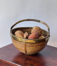 Load image into Gallery viewer, Vintage Rattan Basket w/ Brass Accents