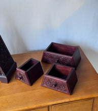 Load image into Gallery viewer, Vintage Carved Wooden Apothecary Triangle Chest