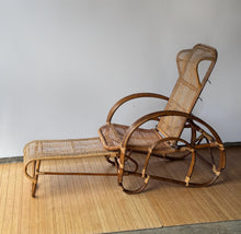 Load image into Gallery viewer, Vintage Rattan Chaise Reclining Lounger