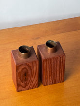 Load image into Gallery viewer, Handmade Wood and Copper Candle Sticks