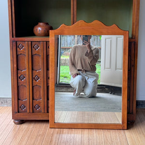 Vintage 1970's Wooden Wall Mirror