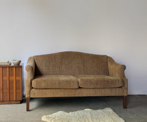 Vintage Brown Upholstered Chippendale Loveseat