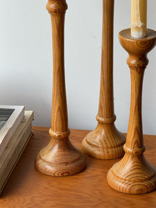 Set of 3 Wooden Candle Holders