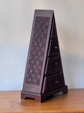 Load image into Gallery viewer, Vintage Carved Wooden Apothecary Triangle Chest