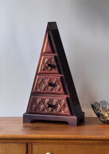 Load image into Gallery viewer, Vintage Carved Wooden Apothecary Triangle Chest