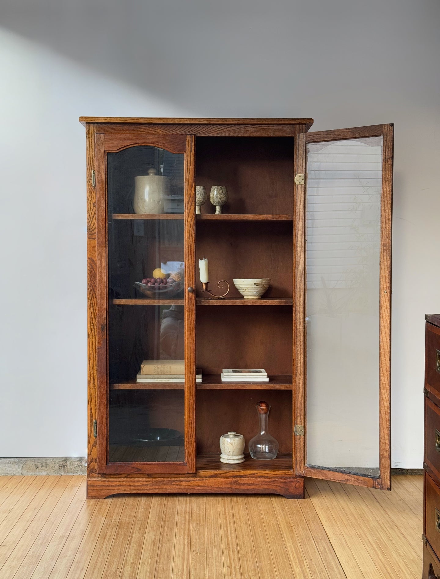 Antique Tall Wooden Display Cabinet