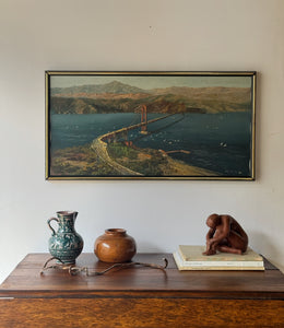 Vintage Original Impressionist Golden Gate Bridge. Oil On Canvas