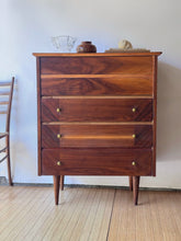 Load image into Gallery viewer, Vintage Walnut MCM Highboy Dresser by Fashion Flow