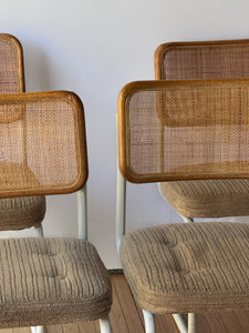 Set of 4 1970's Cantilever Cane Dining Chairs