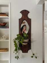 Load image into Gallery viewer, Large Wooden Folk Mirror &amp; Plant Holder
