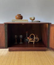 Load image into Gallery viewer, Vintage MCM Walnut Square Storage Table