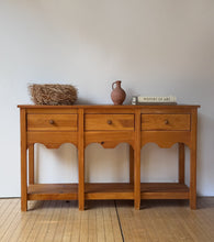 Load image into Gallery viewer, Vintage Pine Scalloped Console Table