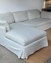 Load image into Gallery viewer, L Shaped Linen and Down Two Piece Sectional Slipcovered Sofa