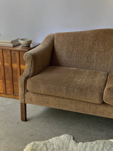 Vintage Brown Upholstered Chippendale Loveseat