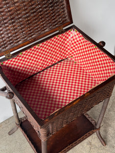 Folk Antique Wicker & Rattan Basket Table