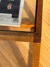 Load image into Gallery viewer, 70’s Side Glass + Oak Cubed Table