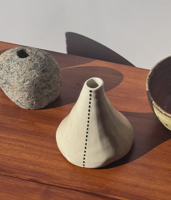 Vintage Triangular Pottery Bud Vase