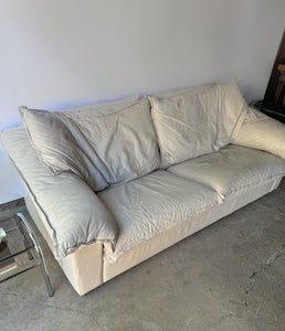 Vintage Postmodern Giovanni Erba White Leather Sofa