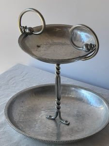 Vintage Aluminum Silver Tiered Tray