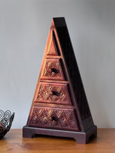 Load image into Gallery viewer, Vintage Carved Wooden Apothecary Triangle Chest