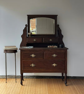 Antique Early American Tiger Oak Vanity Dresser