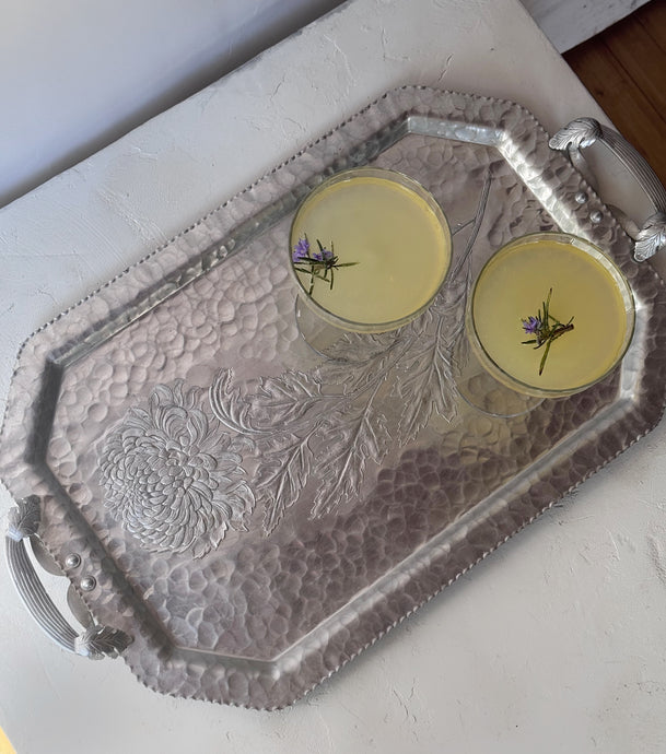 1930’s/40’s Chrysanthemum Hand Forged Aluminum Serving Tray