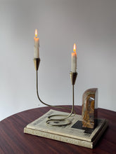 Load image into Gallery viewer, Cursive Gold Tone Candelabra
