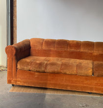 Load image into Gallery viewer, 1970’s Plush Velvet Sofa in Red Orange Upholstery