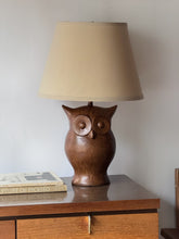 Load image into Gallery viewer, Vintage MCM Wooden Owl Lamp