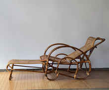 Load image into Gallery viewer, Vintage Rattan Chaise Reclining Lounger