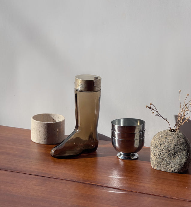 Vintage Glass Boot Shelfie Decor