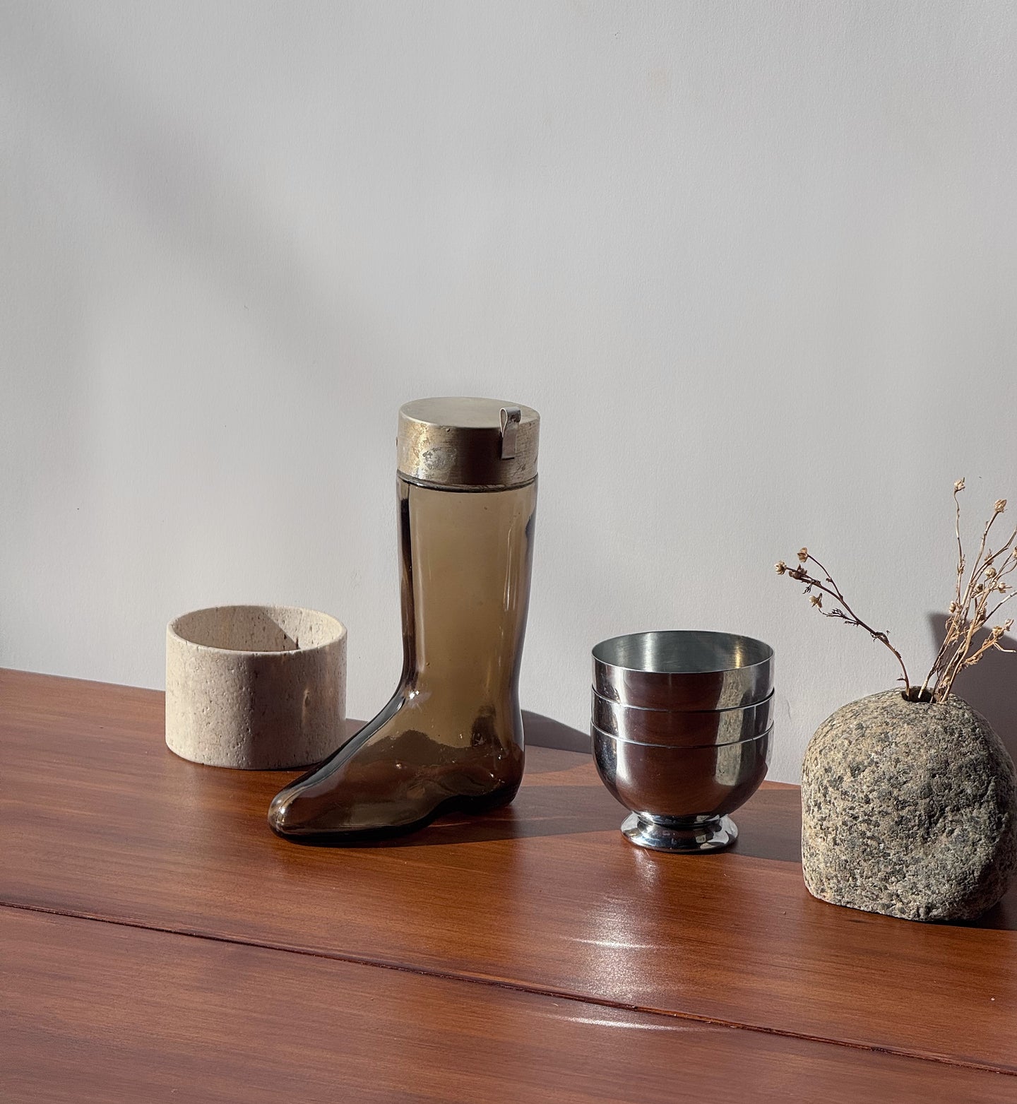 Vintage Glass Boot Shelfie Decor