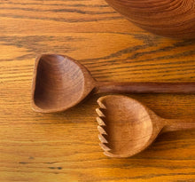 Load image into Gallery viewer, Vintage Genuine Teak Bowl w/ Servers