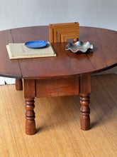 Load image into Gallery viewer, Vintage Handcrafted Wooden Drop Leaf Coffee Table with Drawer
